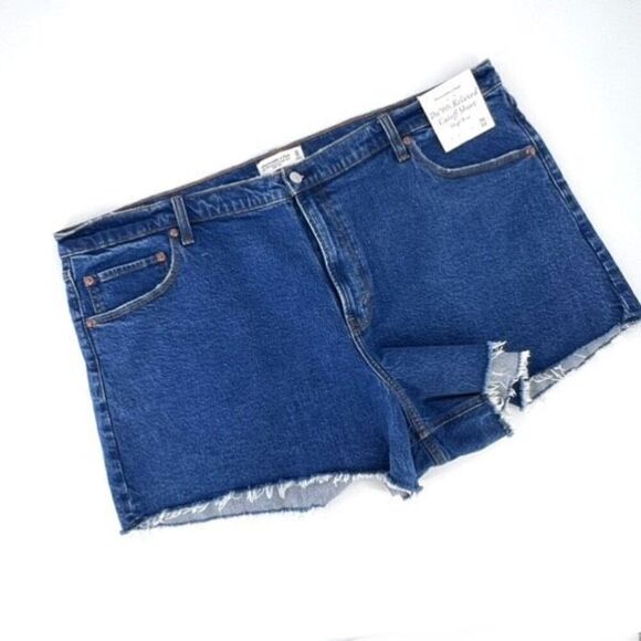 NWT Abercrombie & Fitch Womens Relaxed High Rise Cutoff Shorts Blue Size 36 PLUS - Picture 1 of 10